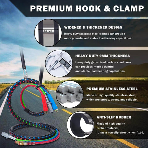2 Pack 16 Inch Single Tender Spring Kits With 3 In One Hose Holder And 3 Hole Clamp Heavy Duty Air Line Kit features
