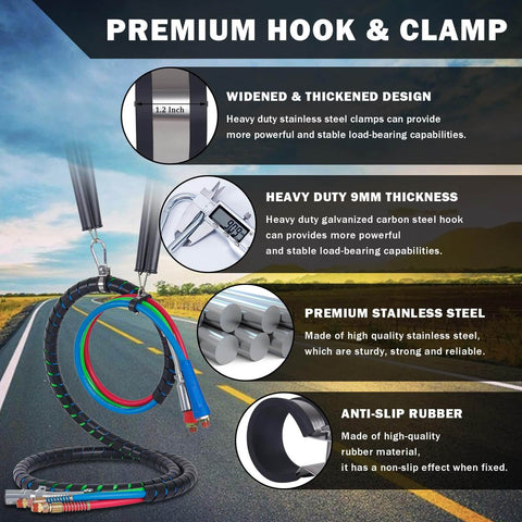 Heavy Duty 2 Pack 16 Inch Double Tender Spring Kit With 3-In-One Hose Holder And 3-Hole Clamp For Semi Trucks And Trailers
