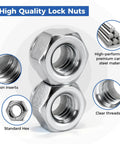 100 Pack 1/4-20 Nylon Insert Lock Nuts For Industrial Construction And Furniture Projects Premium Carbon Steel With Nylon Embedded