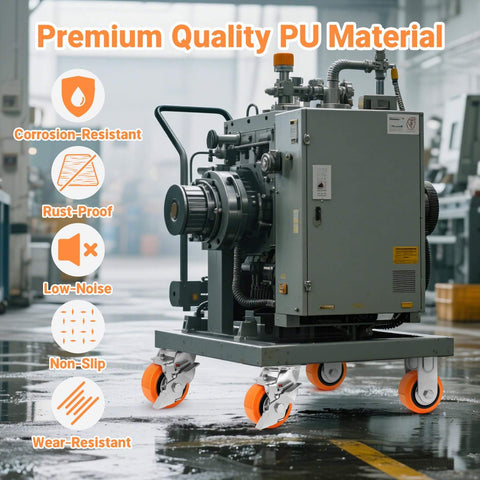 4 x 2 inch heavy duty industrial caster set of 4 with polyurethane wheels, including 2 casters with brakes and 2 rigid casters