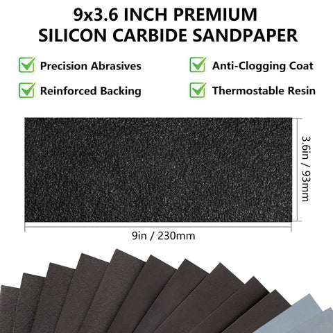 Versatile Sandpaper Set With 21 Wet Dry Sheets Covering 7 Grits 120 220 400 600 800 1000 2000 For Wood Metal And Automotive Sanding