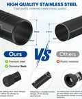 Sliding Door Security Bar Adjustable From 17 To 55 Inches With Rubber Tips Heavy Duty Window Lock Bar comparison between stainless steel and plastic options.