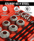 28 Piece Press And Pull Sleeve Kit For Removing Bearings Bushings Seals For Cars And Light Trucks Universal Auto Tool Set With 34 To 68 Millimeter Inner Diameters in an open red case with steel components