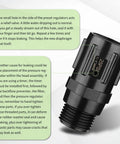 Pressure Regulator 25 PSI Three Quarter Inch FHT to Three Quarter Inch MHT Low Flow Valve with instructions for drip irrigation