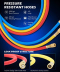 Professional Auto AC Vacuum Pump And Gauge Kit hoses with pressure ratings and nylon barriers