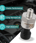 0-200 Psi Pressure Transducer Sensor With 1/8 Inch NPT 316 Stainless Steel Thread and Harness Connector for Oil Fuel Air Water Systems