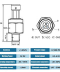 Technical diagram of Ultra Accurate 1000 PSI Pressure Transducer Sensor with connector harness and specifications