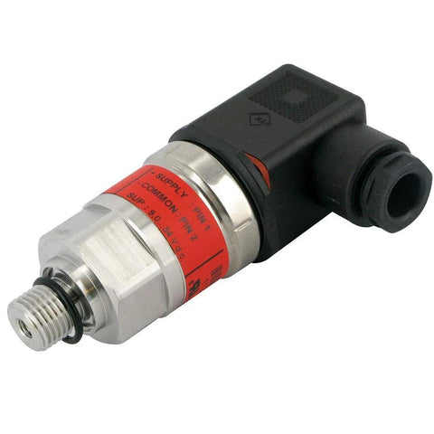 Heavy duty industrial pressure transmitter 0-150 PSI for hydraulic HVAC applications, shown with G 1/4 thread and 4-20 mA output.