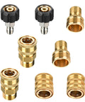 Pressure Washer Adapter Kit M22 14mm To Three Eighth Inch Quick Connect And Three Quarter Inch To One Half Inch Quick Disconnect Eight Pack