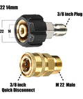 Pressure Washer Adapter Kit M22 14mm To Three Eighth Inch Quick Connect And Three Quarter Inch To One Half Inch Quick Disconnect Eight Pack