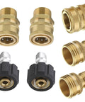 Pressure Washer Quick Connect Adapter Set M22 15mm To Three Eighths Inch Quick Release 5000 PSI All In One No Fuss Hassle Free Kit