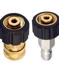 Pressure Washer Quick Connect Adapter Set M22 14mm To Three Eighths Inch Brass Fittings With Male Plug And Female Socket