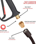 Diagram of Pressure Washer Gun Replacement With M22 Inlet Extension Wand And One Quarter Inch Quick Connector Coupler, showing components.