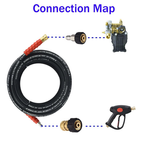 Universal Pressure Washer Hose Adapter Set M22 To 3 By 8 Quick Connect Fittings For Gun Hose And Pump 5000 PSI Compatibility