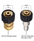 Universal Pressure Washer Hose Adapter Set M22 To 3 By 8 Quick Connect Fittings for Gun Hose and Pump 5000 PSI Compatibility