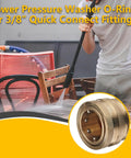 Pressure Washer O Ring Kit 30 Pack Viton FKM Seals For Quick Couplers One Quarter Inch And Three Eighths Inch in use during cleaning