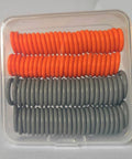 Pressure Washer O Ring Seal Kit 100 Pack For Quick Connect Fittings Includes 50 Orange O Rings For One Quarter Inch Connectors And 50 Grey O Rings For Three Eighths Inch Connectors 0.1 Inch Thick Reusable Plastic Case