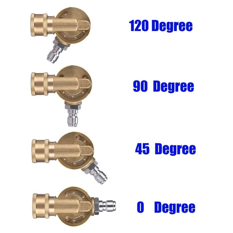 Gutter Cleaning Attachment For Pressure Washer Pivoting Coupler With 240 Degree Rotation And Four Angle Settings, brass/stainless