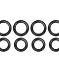 Heavy Duty Replacement O Ring Kit For Electric Pressure Washers Includes Small And Large Rubber Seals For SPX3000 SPX3001 SPX3500 SPX3501 SPX4000 SPX4001 Models Durable Leakproof Gasket Set With Eight O Rings, showing a set of eight black rubber O-rings in two sizes arranged on a white background.
