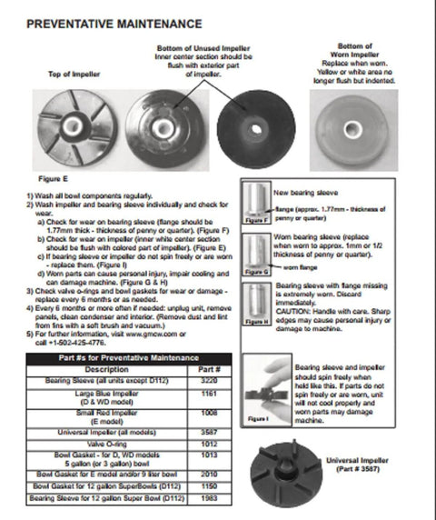 Bearing Sleeve Replacement Pack For Bubbler Cold Beverage Dispensers, 25 Count maintenance guide with diagrams and parts list