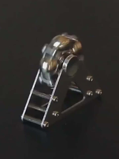 Blue Pendulum Fidget Spinner Hand Spinner Gyroscope on a stand, showcasing chaos theory-inspired motion.