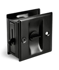 Privacy Sliding Door Lock With Pull For Pocket Doors 1-3/8 Inch Thick Black Reversible Left Or Right Handed front view