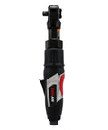 Close-up of air ratchet from 44 Piece Pro Grade Air Tool Accessory Kit With Heavy Duty Impact Wrench Air Ratchet Die Grinder Blow Gun Air Hammer Dual Air Chuck Tire Gauge And Essential Accessories For Home Garage And Auto Shop.