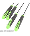O Ring And Seal Removal Pick Set With Short And Long Spoon Picks, rubber grips, pro grade contoured automotive tools, 4 pieces