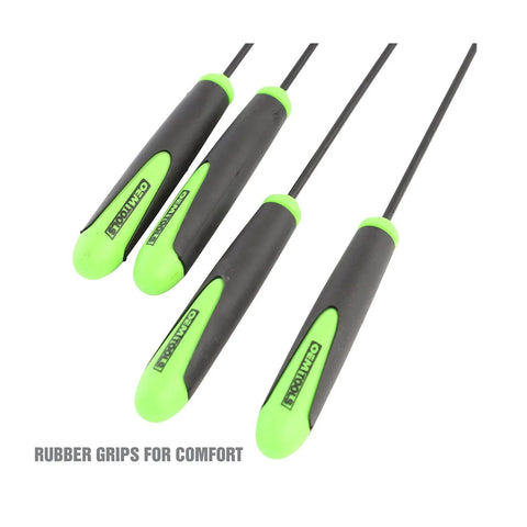 O Ring And Seal Removal Pick Set With Short And Long Spoon Picks, rubber grips, pro grade contoured automotive tools, 4 pieces
