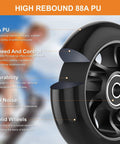 Close-up view of 100mm Pro Scooter Replacement Wheels with Aluminum Alloy Rim, featuring Anti Lock Bearings and 88A PU Tires, Black.