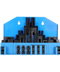 Pro Series 58 Piece T Slot Hold Down Clamp Kit For Milling Machines showing clamps, step blocks, and studs in blue organizer