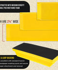 Pro Series Sanding Kit With 5 Inch 7 3 Quarter Inch 10 Inch Hook Loop Blocks in yellow foam with hook and loop backing