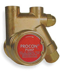 Front view of Procon 3/8" Brass Rotary Vane Pump, 112 Max. Flow (GPH) - 141A100F11AA 250, with brass body and markings visible