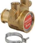 Procon 114B240F11BA Brass Rotary Vane Pump, 1/2" NPTF, 260 GPH with clamp-on mount visible