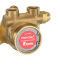 Procon Rotary Vane Pump 102E125F11BA250, showing brass exterior and connection ports, ideal for industrial vacuum applications.