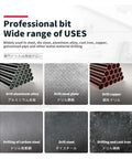 Image showing professional drill bits for versatile use on aluminum, steel, copper, carbon steel, die steel, and cast iron.