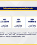 Professional customer service with 100% satisfaction, service, guarantee symbols and text description on quality assurance.