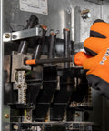 ProFlex Impact-Rated Interchangeable Ratcheting T-Handle Set With Torsion Zone Magnetic Bit Holder being used on circuit box