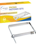 Premium 50 Pack 3.5 Inch Capacity Metal Prong Paper Fasteners Set With 2.75 Inch Base And Standard 2-Hole Punch For Paper Files And Folders Heavy-Duty Corrosion-Resistant Steel 50 Per Box