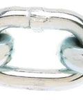 Close-up of 0143426 System 3 Grade 30 Low Carbon Steel Proof Coil Chain, Zinc Plated, 1/4" Trade, smooth links for automation systems.