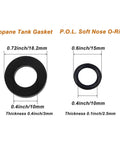 Propane Tank Gasket And O Ring Seal Kit With 15 O Rings And 15 Gaskets Plus PTFE Thread Sealing Tape dimensions illustration