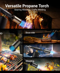 Propane Kitchen Torch With One Touch Max Fire Safety Lock And Triple Guard Charcoal Lighter Flame Thrower for BBQ and Sous Vide