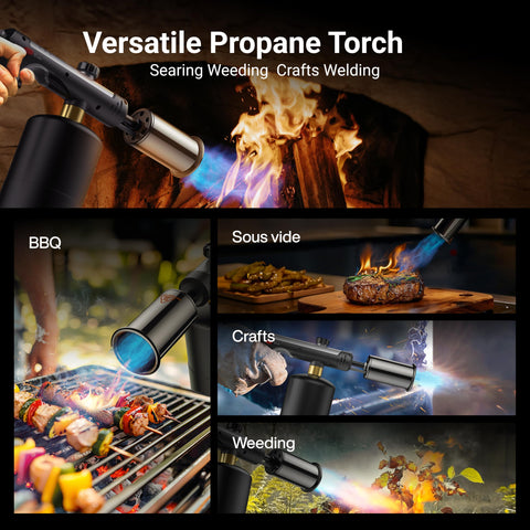 Propane Kitchen Torch With One Touch Max Fire Safety Lock And Triple Guard Charcoal Lighter Flame Thrower for BBQ and Sous Vide