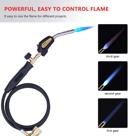 Pro Grade Propane Torch With 60 Inch Hand Hose For MAPP Gas And Welding Tasks, Lightweight Yet Rugged With Hook, High Temperature Vortex Flame