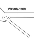 Diagram of bevel protractor component from compact stainless steel 6 in 1 pocket ruler and gauge.