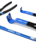 Versatile 4 Piece Pry Bar Set with a 12 inch cat's paw nail puller, 10 inch and 7.5 inch pry bars, and 8 inch end cutters