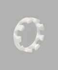 PTFE Bearing Retainer/Cage for 608, 8mm inner diameter, white material, side view showcasing design.