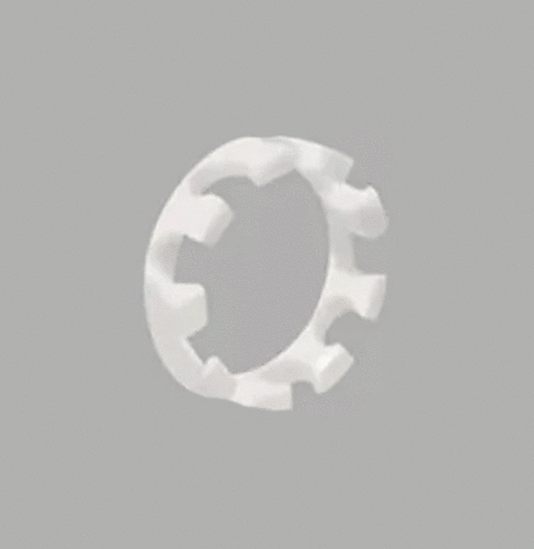 PTFE Bearing Retainer/Cage for 608, 8mm inner diameter, white material, side view showcasing design.