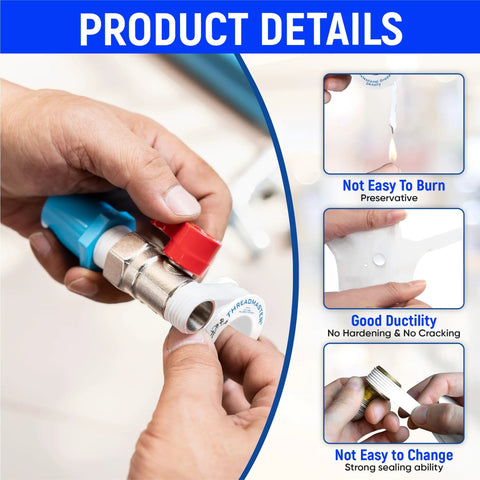 Image showcasing High Density PTFE Plumbers Tape Pro Grade Thread Sealant For Leak Proof Pipe Connections Half Inch By Five Hundred Twenty Inches Pack Of Two in use.