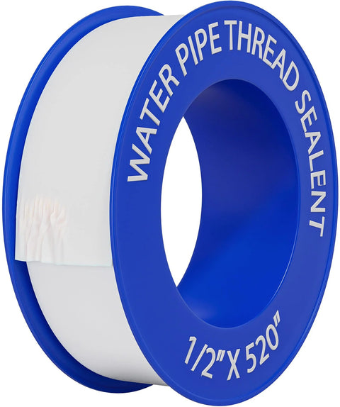 Four Roll Pack Of Teflon Tape One Half Inch Wide Five Hundred Twenty Inches Long PTFE Thread Sealant For Plumbing And Shower Heads